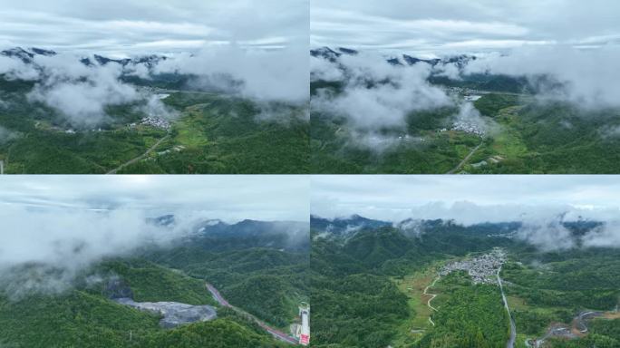 航拍安徽省黟县黄山西递古村落