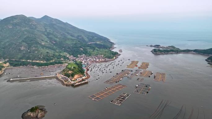 大海航拍 福建霞浦嵛山岛天湖渔排岛屿