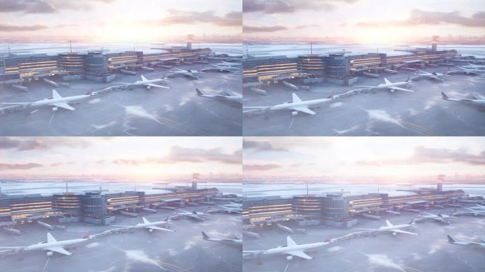 4K冬天机场大场景视频素材
