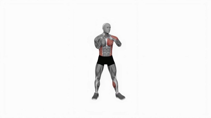 拳击左勾拳健身运动锻炼动画男性肌肉突出演示4K分辨率60 fps