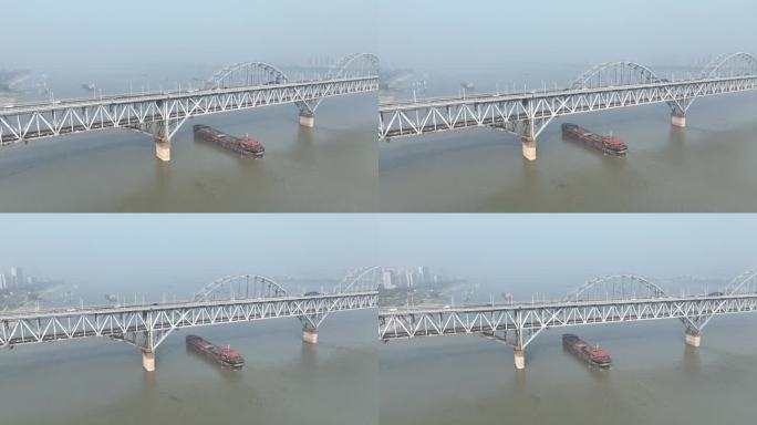 九江市九江长江大桥航拍长江河流桥梁风光