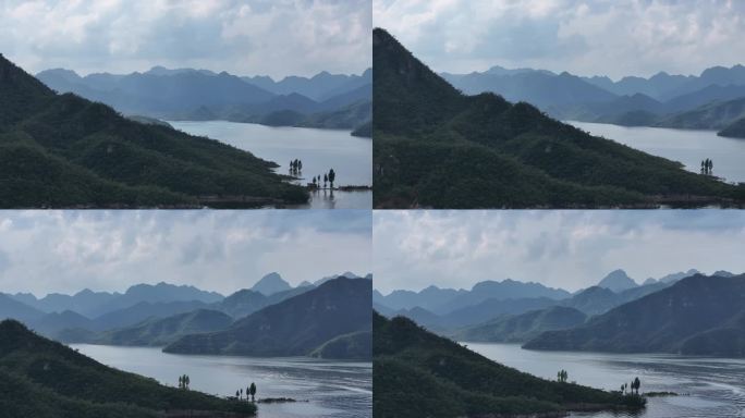 河北易水湖景区航拍水库超清景色