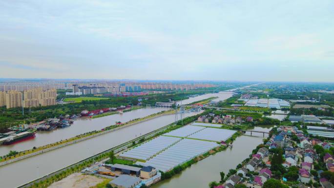 上海大治河水闸河道4K航拍