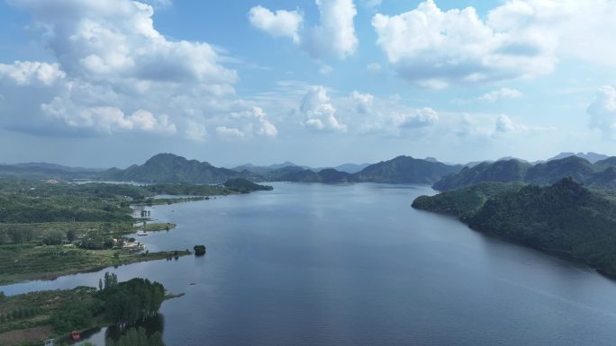 河北易水湖景区航拍水库超清景色