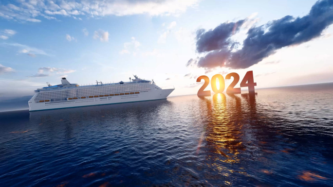 4K新征程海上游轮巨轮航行驶向2024