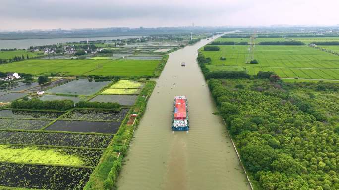 京杭大运河内河物流运输航拍4K御三2