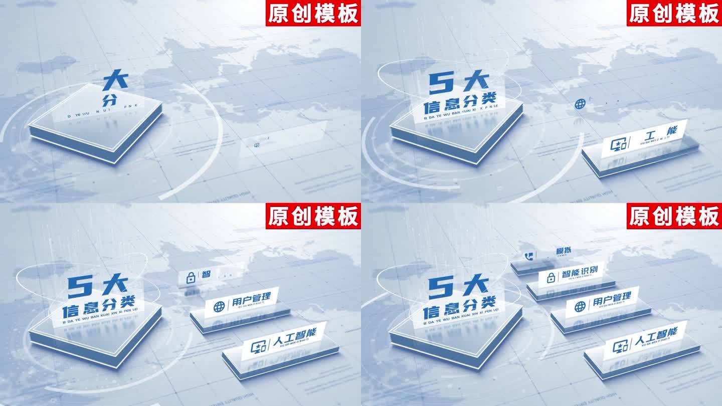 5-简洁白色科技分类ae模板包装五