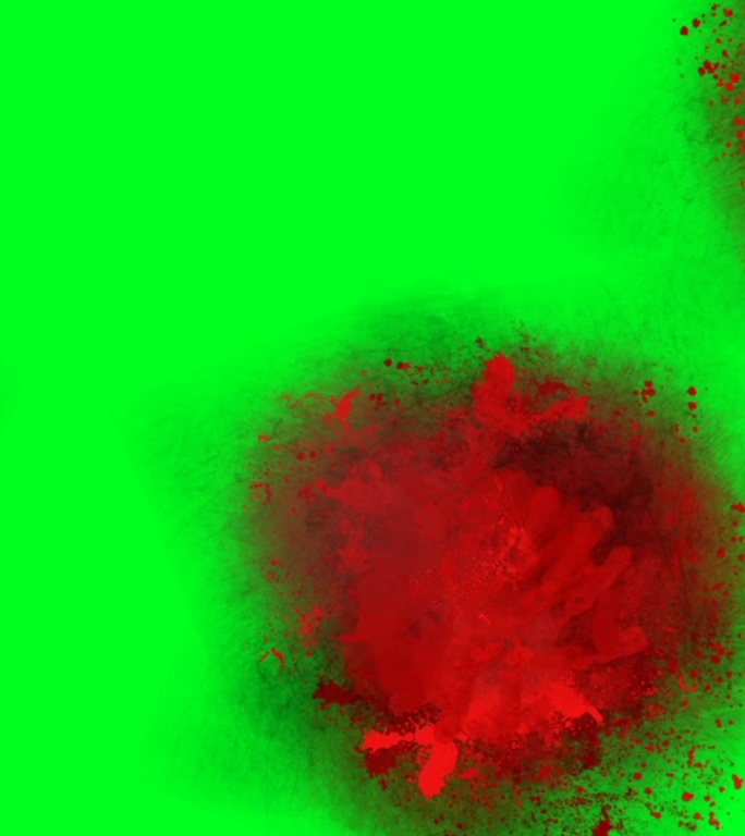 血溅在一个绿色的屏幕垂直视频