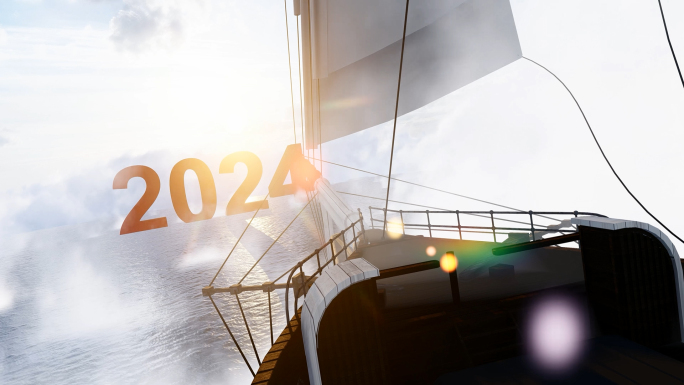 新征程海上帆船乘风破浪穿破雾气2024