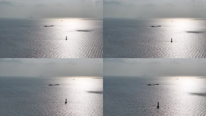 4K-Log-航拍大海中的灯塔