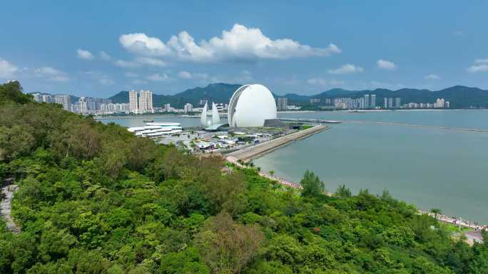 珠海大剧院日月贝航拍