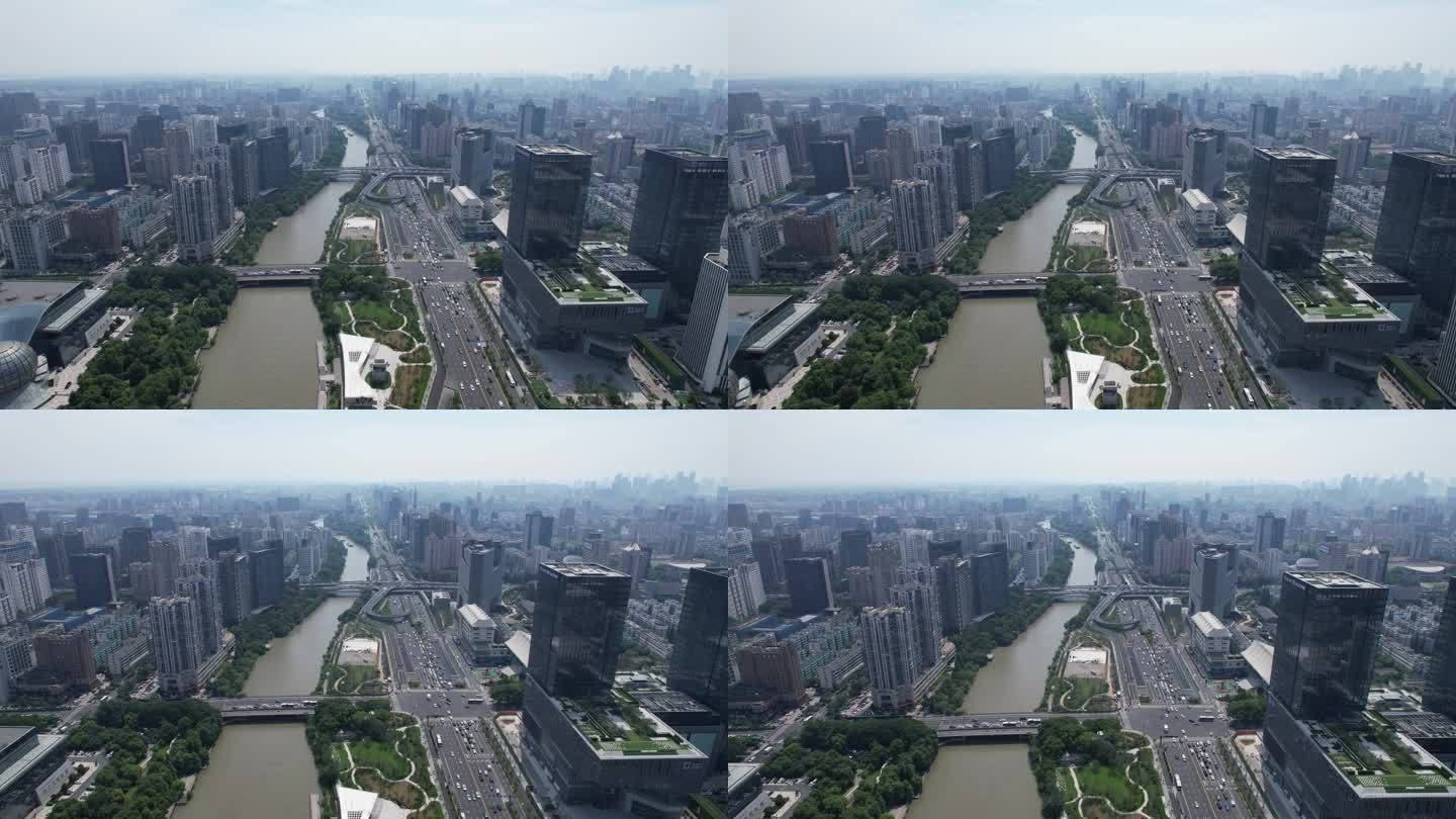 杭州城市风光城市建设航拍