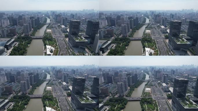 杭州城市风光城市建设航拍