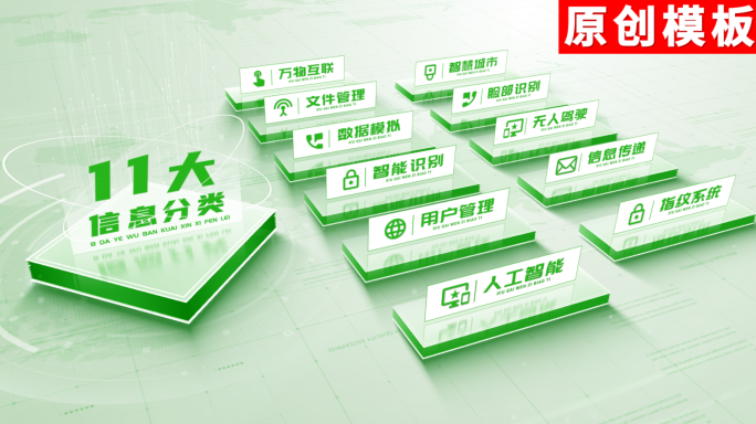11-绿色项目图文分类AE模板包装十一
