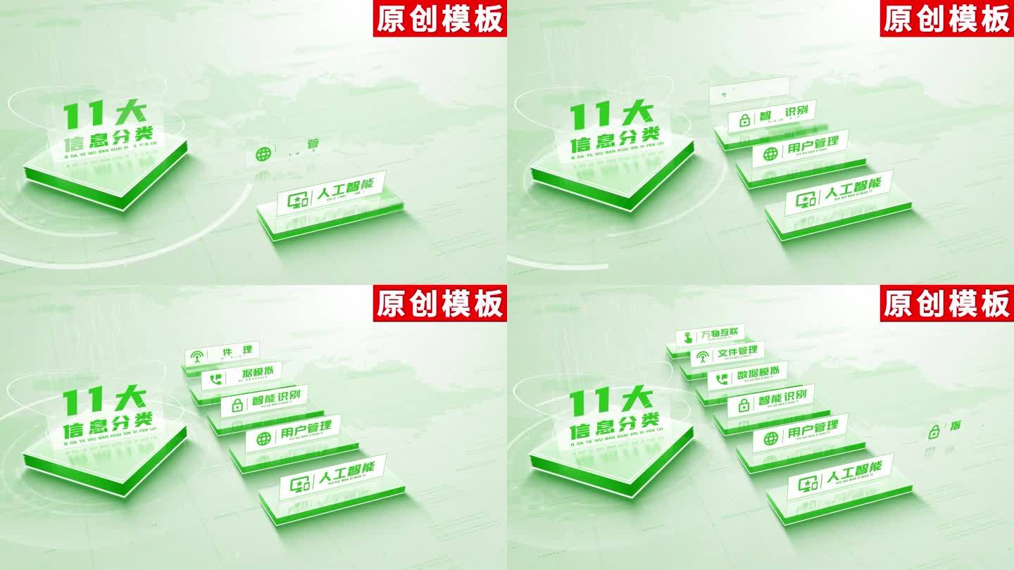 11-绿色项目图文分类AE模板包装十一