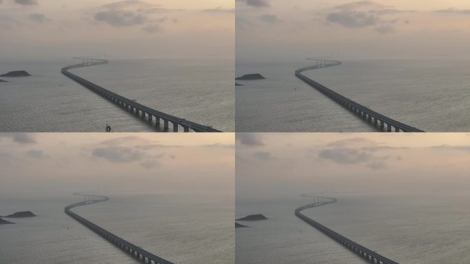 4K-Log-航拍珠港澳大桥早晨