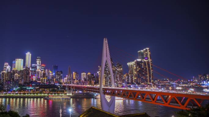 重庆东水门大桥夜景延时