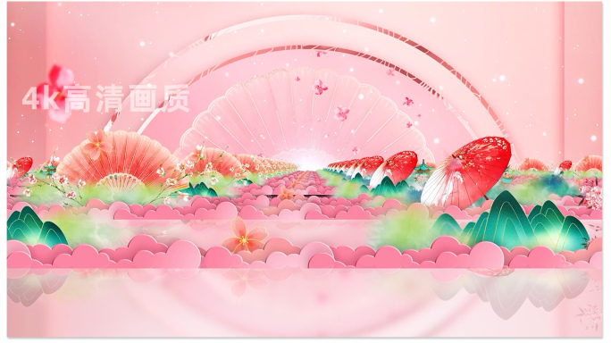 唯美花瓣扇子舞古典舞蹈春节晚会演出