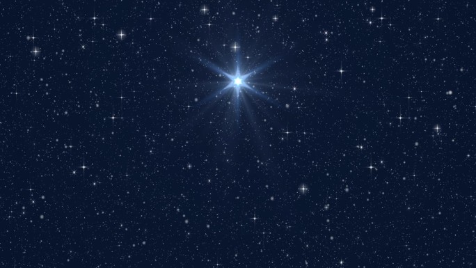 耶稣之星在蓝色星空背景与雪
