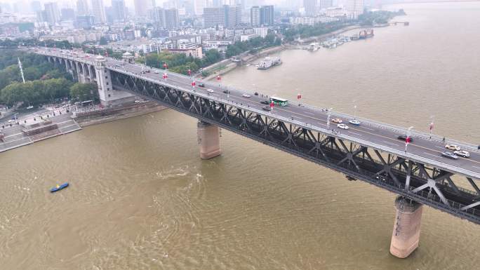 武汉长江大桥航拍4K御三1