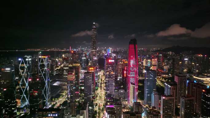 深圳福田平安中心CBD繁华夜景航拍