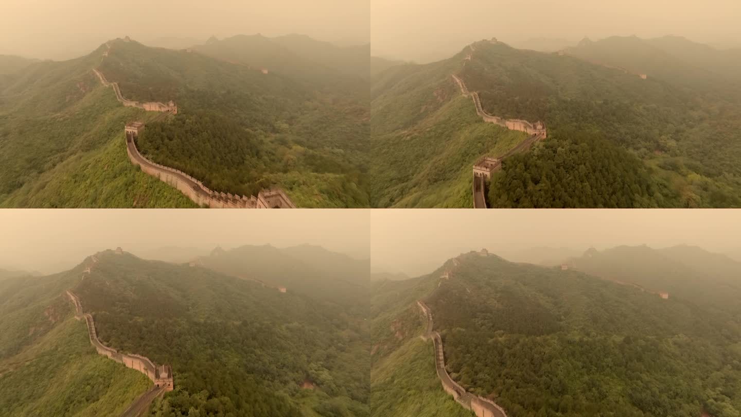 航拍北京夏季金山岭长城