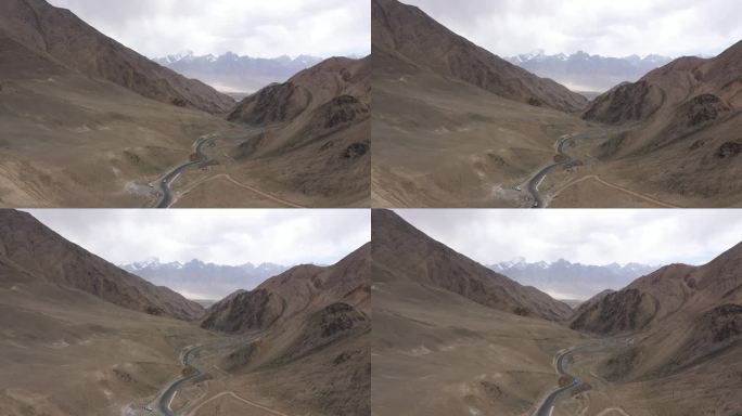中国西藏蜿蜒的山路。