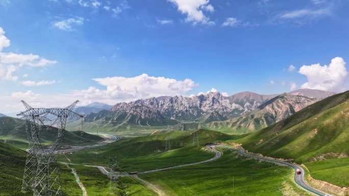 祁连山山脉 青藏地区 蓝天草原