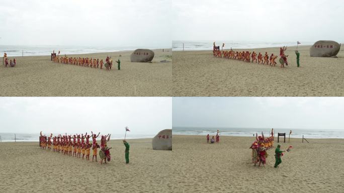 4K M1 广东雷州沙滩排练人龙舞