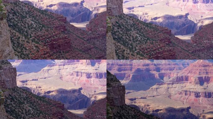 在干旱的亚利桑那河谷，高大峡谷悬崖和石阵的高角度风景拍摄