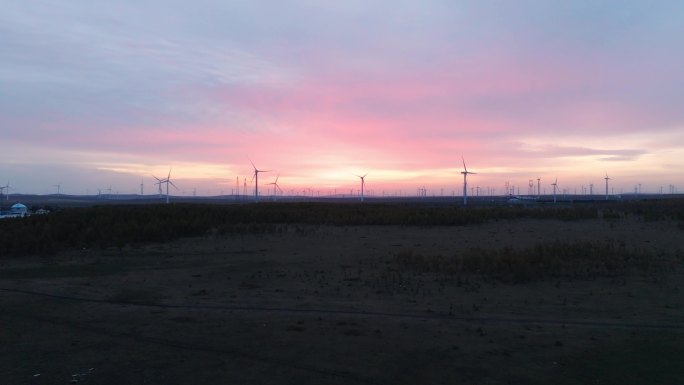 草原黎明02  蒙古包 风力发电