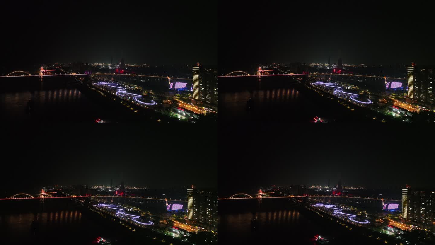 九江长江国家文化公园夜景航拍九江夜景风光