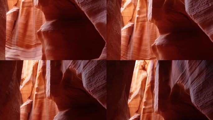 低角度观看亚利桑那州羚羊峡谷红砂岩地层的景色
