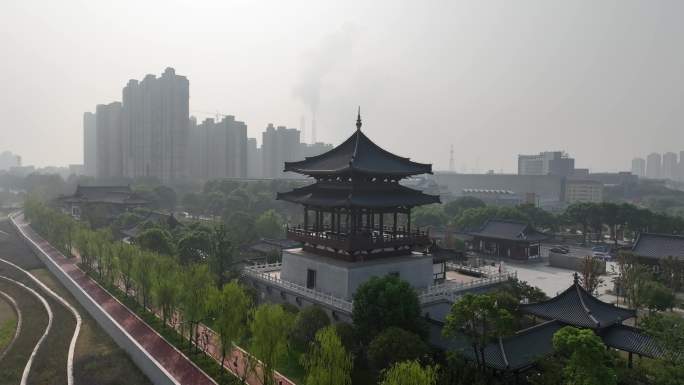 九江琵琶亭航拍浔阳江文化旅游景区风光风景