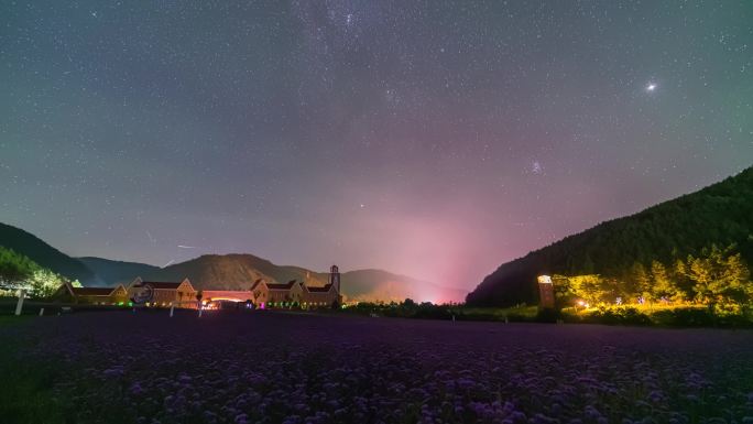 甘肃合水县花溪谷英仙座流星雨辐射点延时