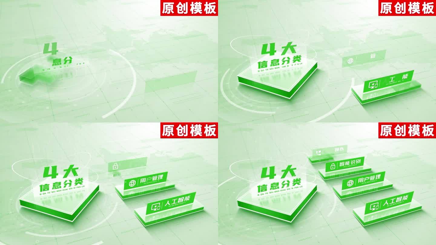 4-绿色项目图文分类AE模板包装四