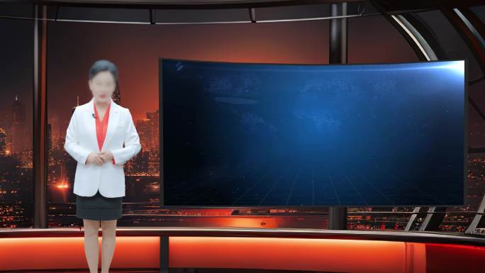 红色虚拟新闻演播室背景