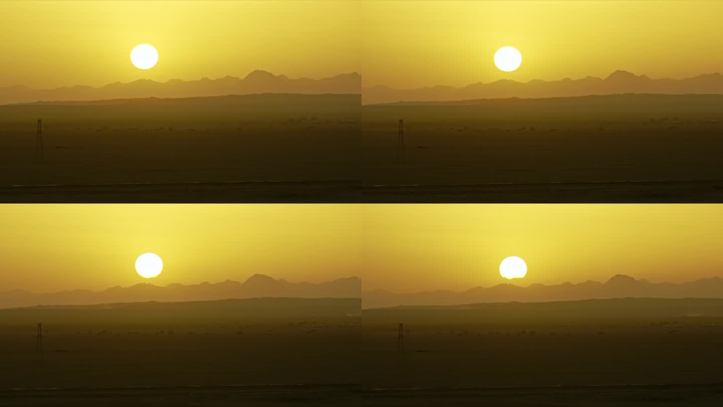 荒漠日落大景 延时航拍