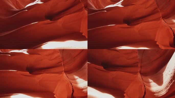 在亚利桑那州纳瓦霍领地羚羊峡谷，低角度观看红砂岩岩层的景色