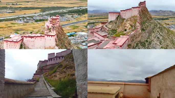 航拍西藏日喀则江孜宗山古堡抗英遗址