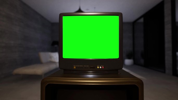 电视电视显示器老式绿屏打开