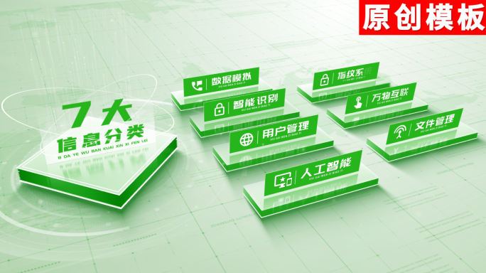 7-绿色项目图文分类AE模板包装七