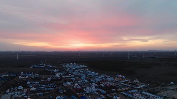 草原黎明04  蒙古包 风力发电