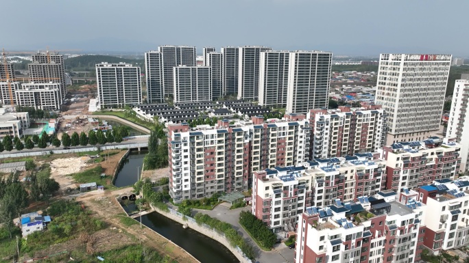 费县建设路 东部城区 费城街道航拍素材