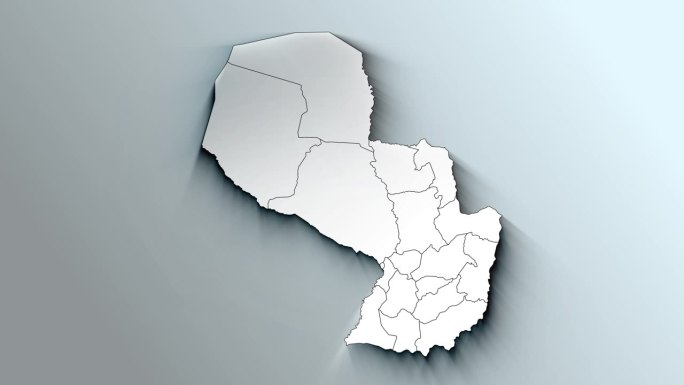 现代巴拉圭白色地图及各部门