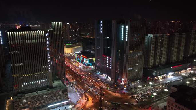 大同夜景航拍素材