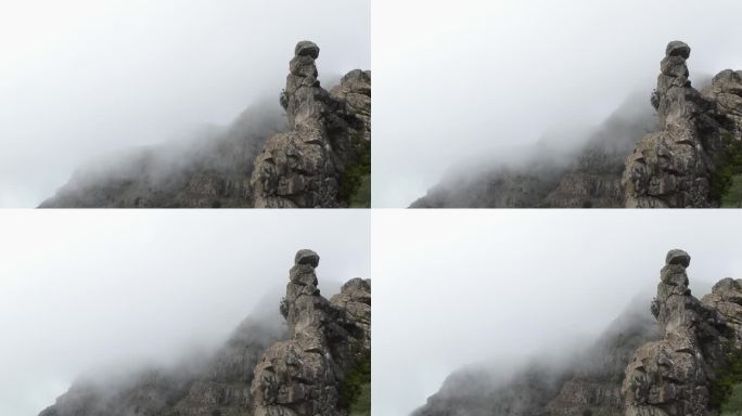 随着时间的推移，雾的移动，山在背景中逐渐变白