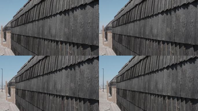 爱沙尼亚铺位屋的木瓦墙