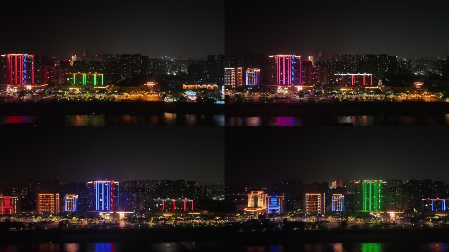 九江长江国家文化公园夜景航拍九江夜景风光