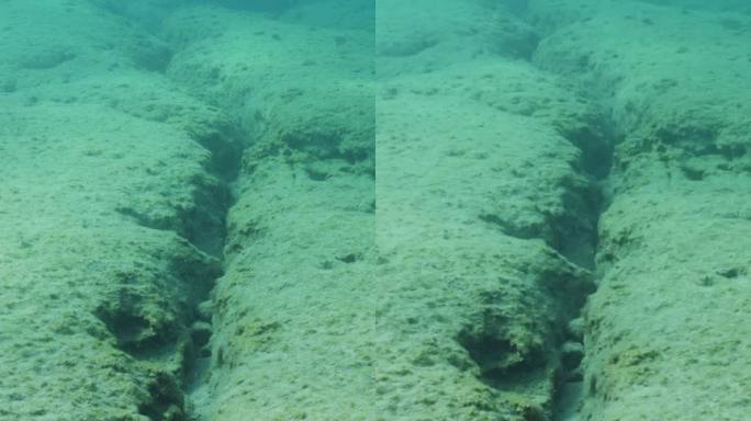 摄像机向前移动到构造板块上方的海底裂缝上方